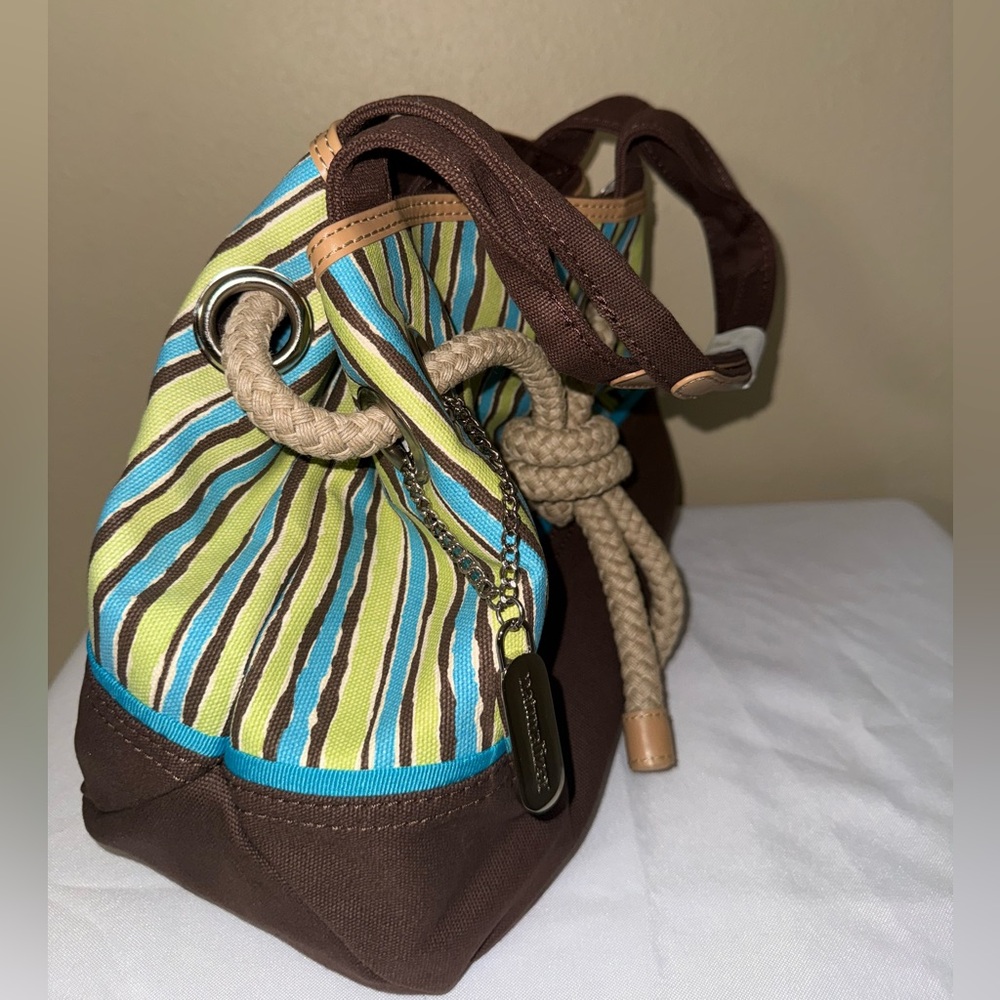 Naturalizer Brown, Green, and Blue Striped Tote